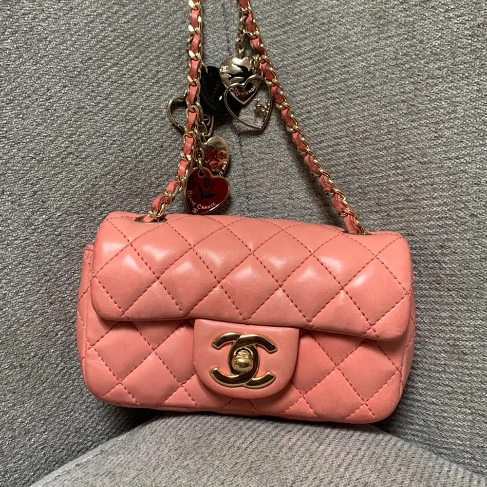 chanel mini classic charm bag gold hardware - Picture 1 of 4